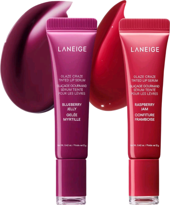 Laneige Glaze Craze Tinted Lip Serum in Blueberry Jelly and Raspberry Jam
